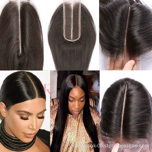 Megalook Hair Discounts Wholesale Cheap Brazilian Straight Human Hair Kim K 2*6 2X6 Lace Closure